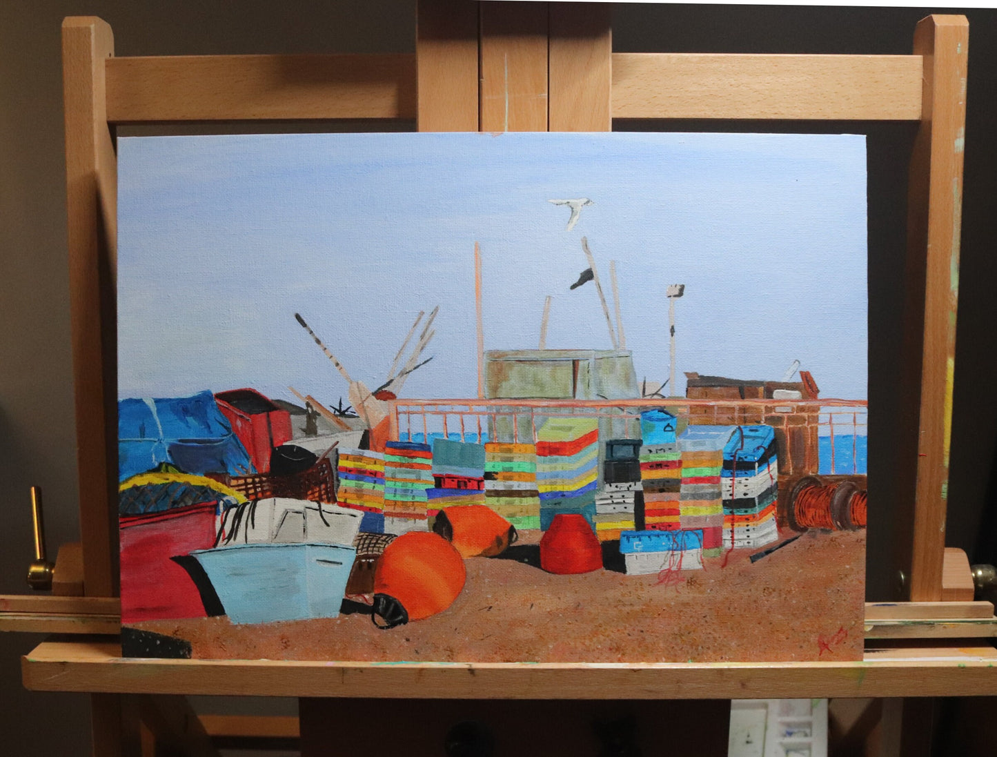 Original Acrylic Painting Of Deal Beach - Seascape On Art Canvas Board