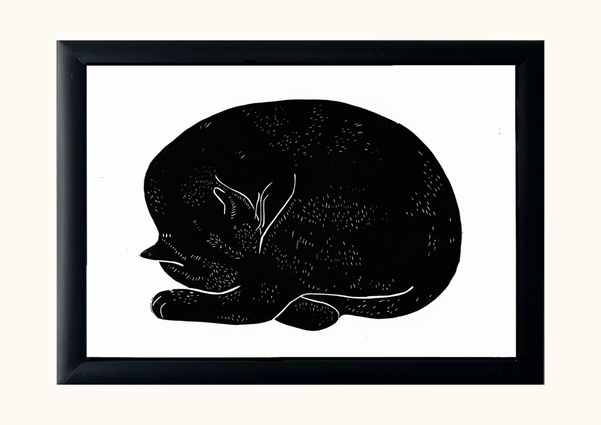 Handprinted Sleeping Cat