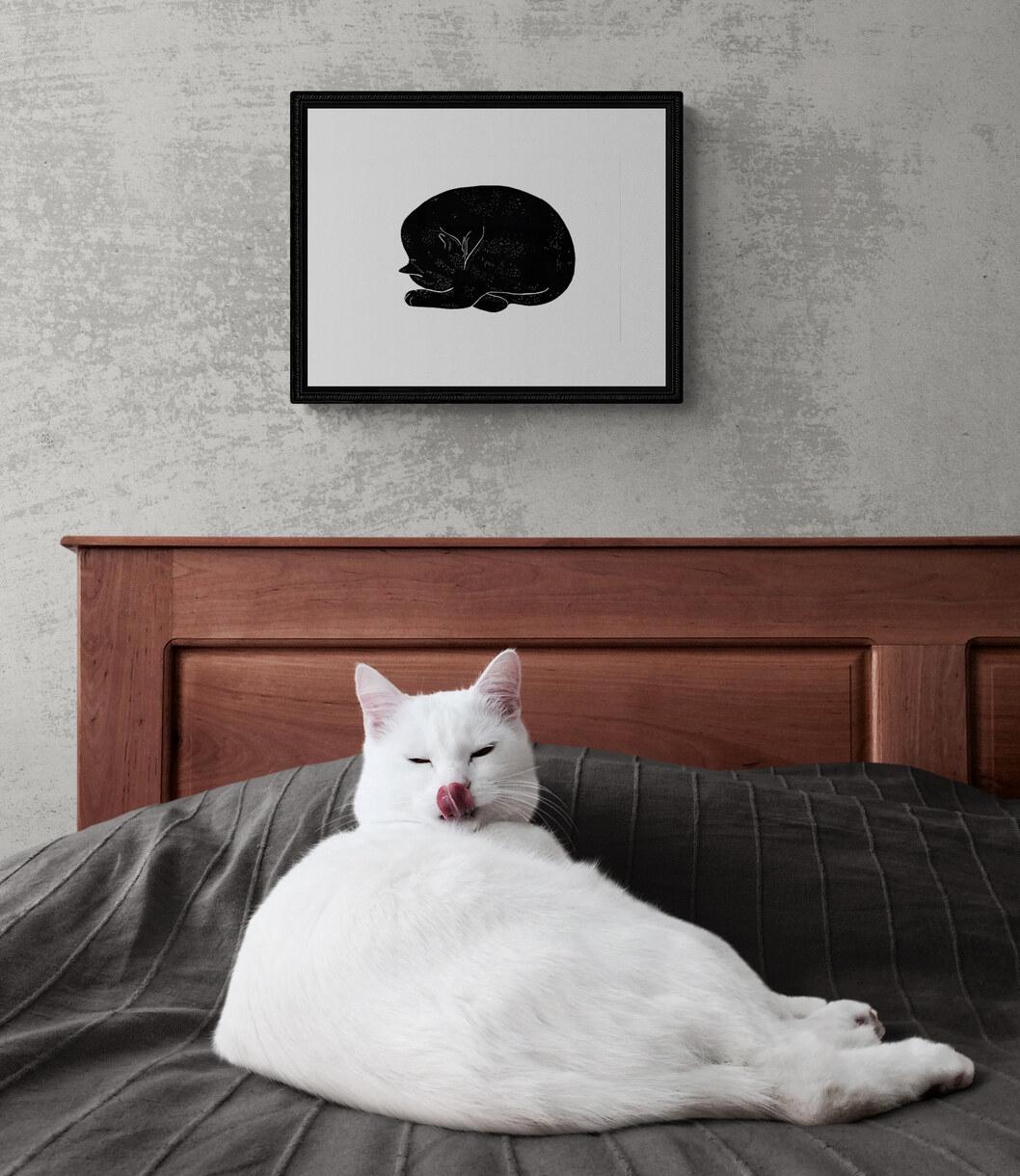 Handprinted Sleeping Cat