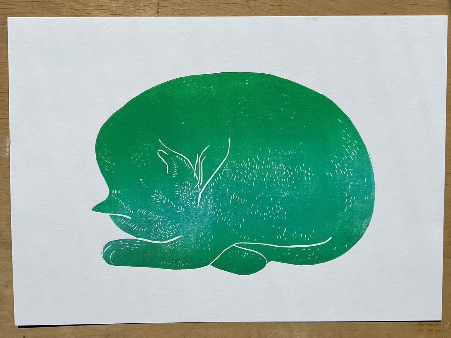 Handprinted Sleeping Cat