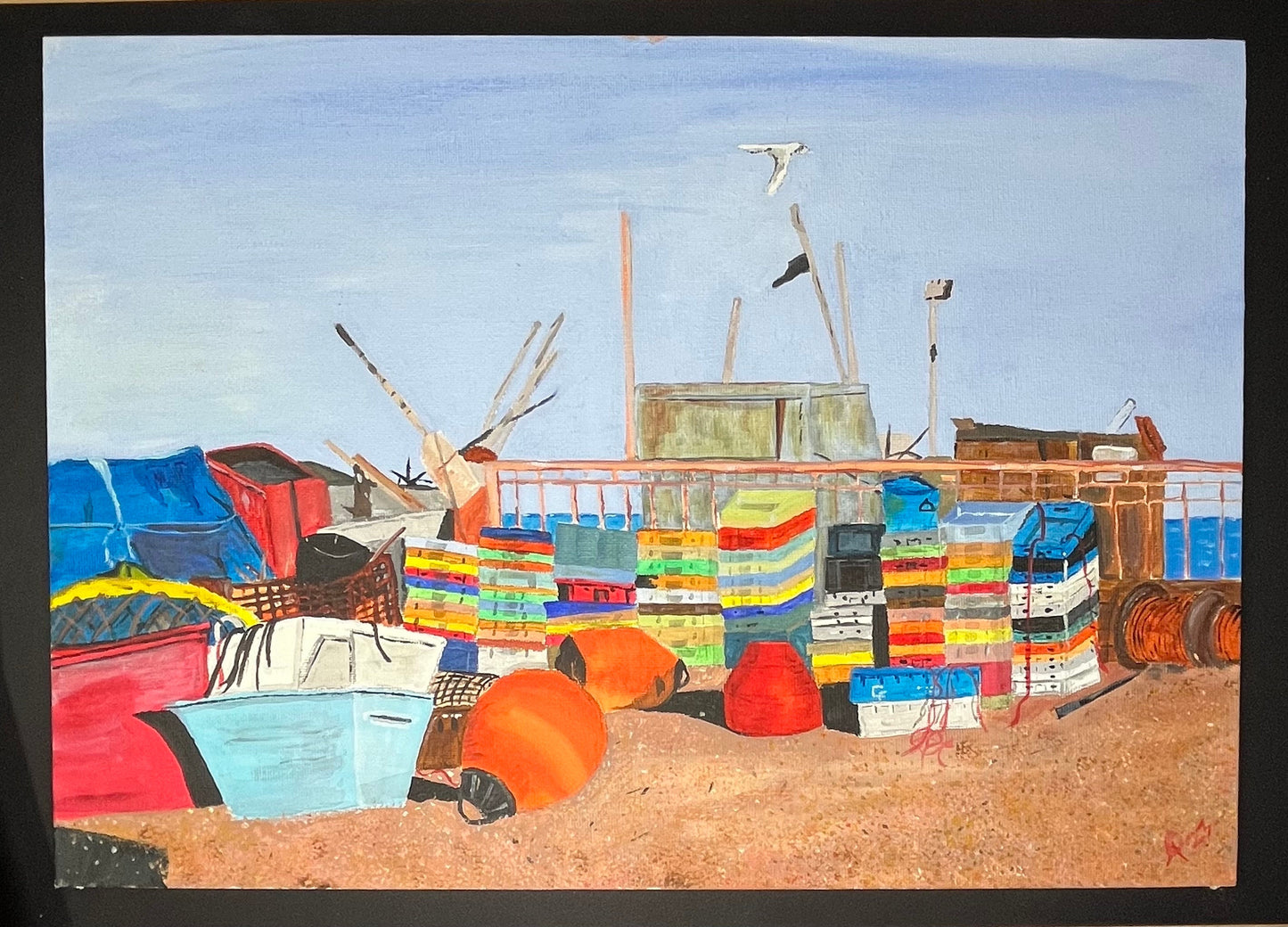 Original  Acrylic Painting Of Deal Beach - Seascape On Art Canvas Board