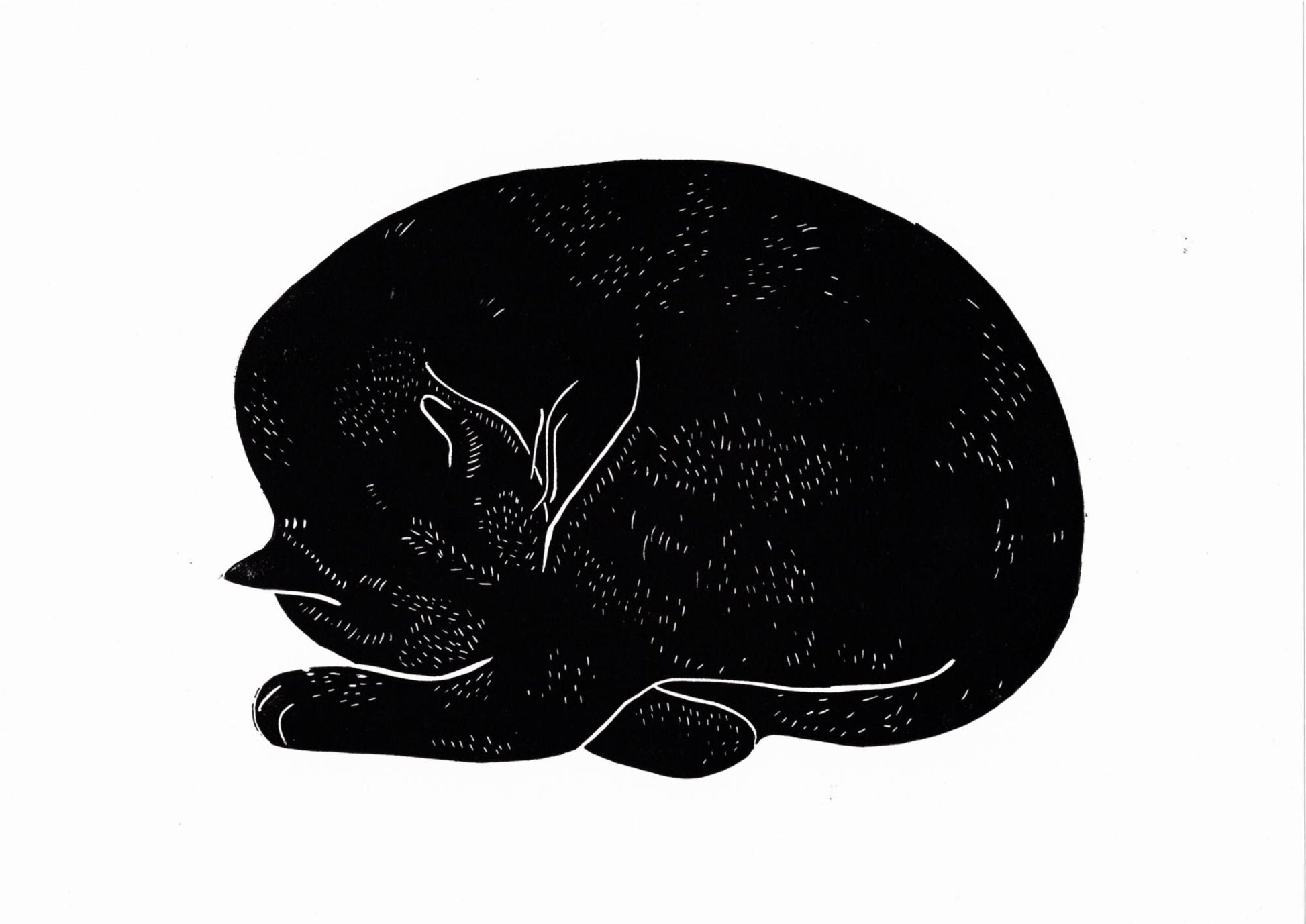 Handprinted Sleeping Cat