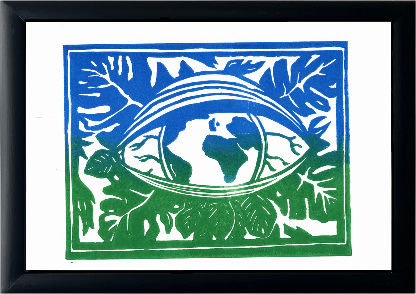 Handprinted Mother Earth Lino print - A4
