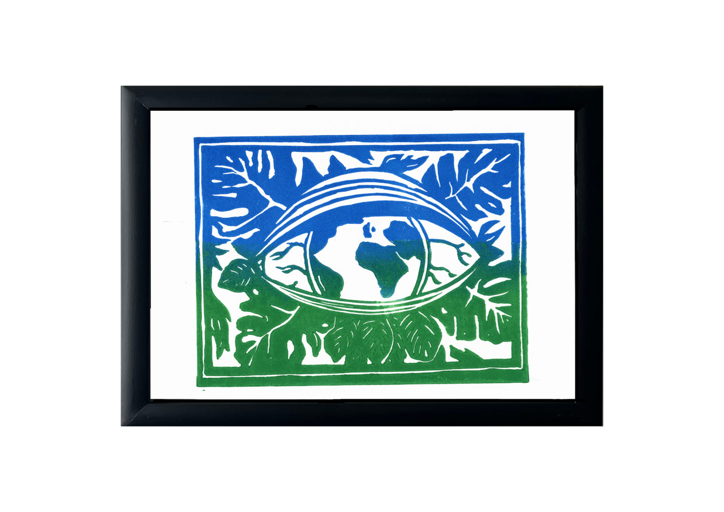 Handprinted Mother Earth Lino print - A4