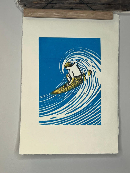 surf lino print